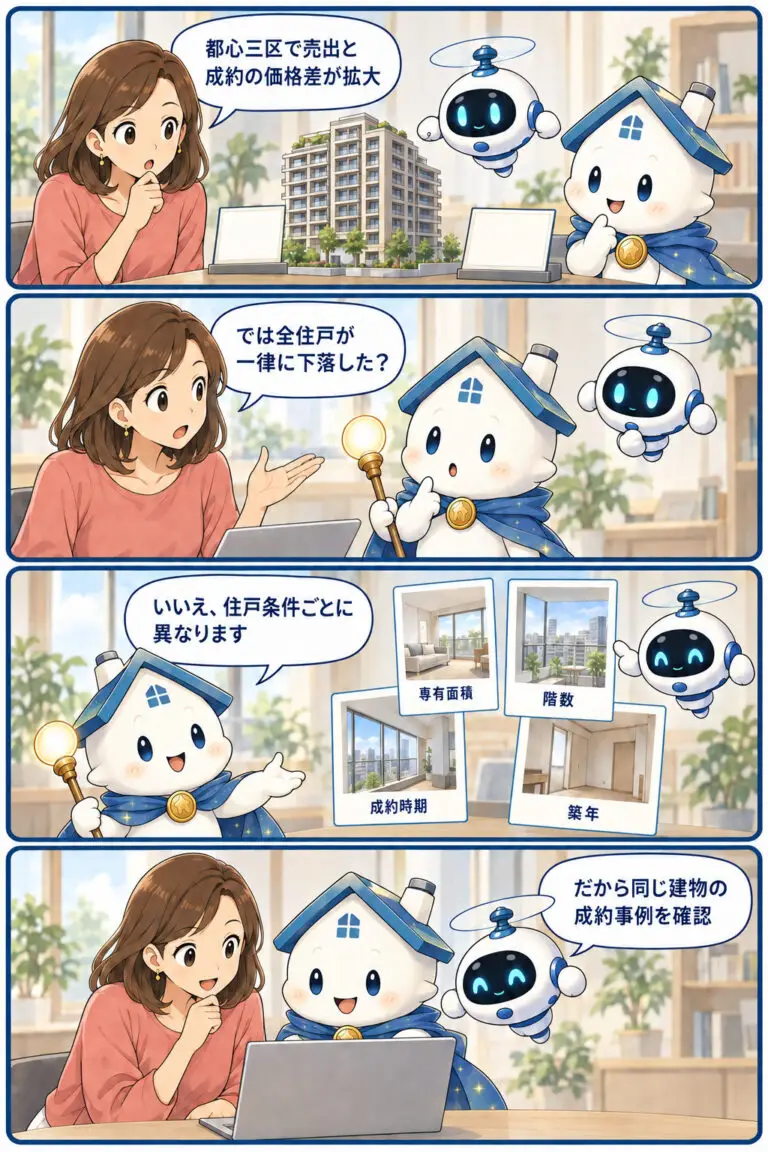 tokyo-central-3ward-condo-listing-contract-price-gap-manga